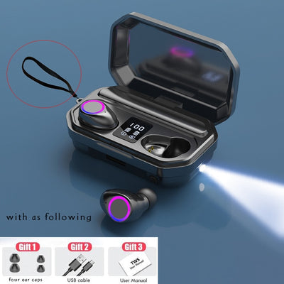 LED Display Bluetooth Sport Headphones WITH Flashlight
